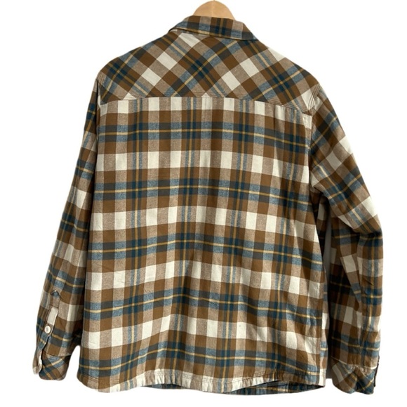 O’Neil Carmel Brown Teal Plaid Lined Button-Up Collared Jacket Medium - Picture 2 of 3